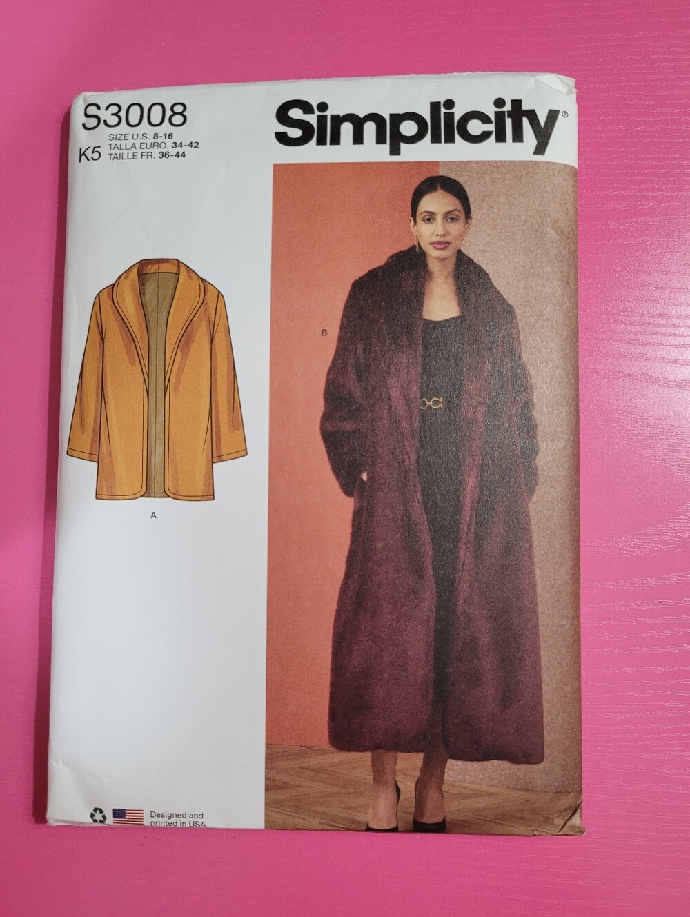 Simplicity Misses' Coat Sewing Pattern S3008 Size 8-16 (1463)
